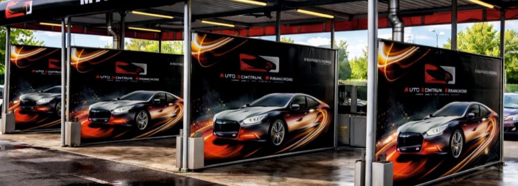 Banery blockout dwustronne na myjnię samochodową